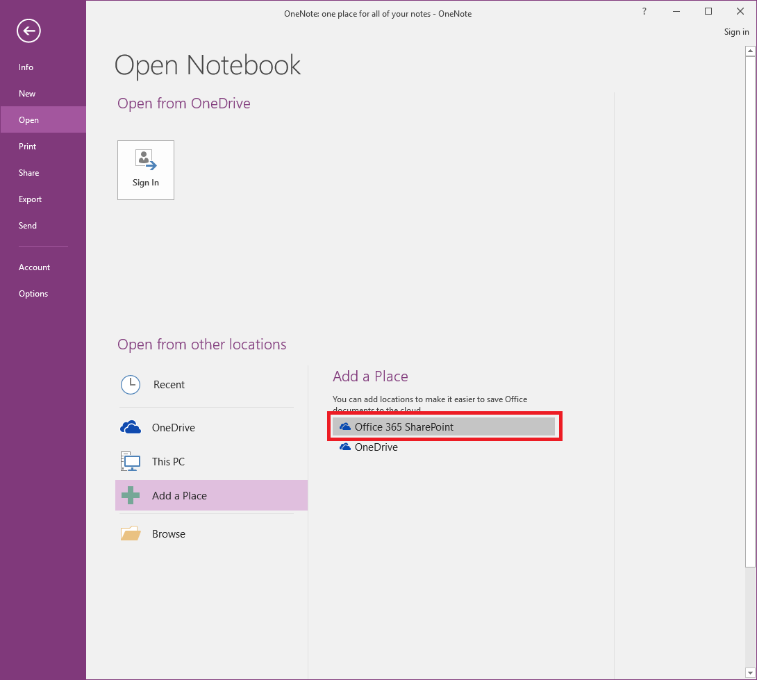 share onenote notebook office 365