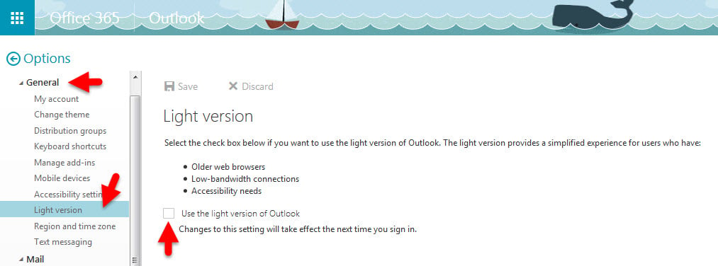 Office 365 - OWA - Light version