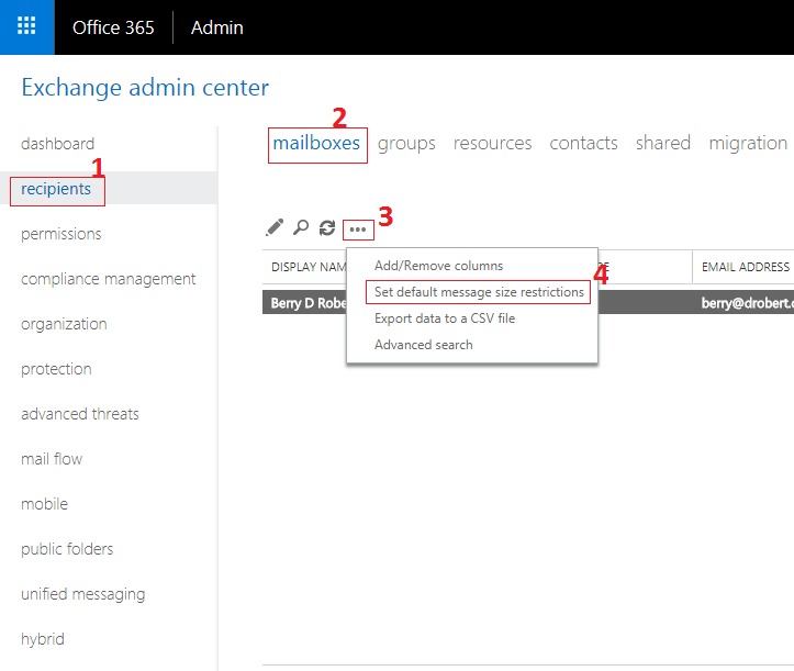 Increase Mail Attachment Size in Office 365 Exchange Online